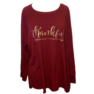 State Of Mine Long Sleeve Thankful Tee Burgundy L